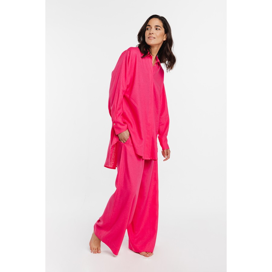 Pijama de viscosa y lino en color Rosa